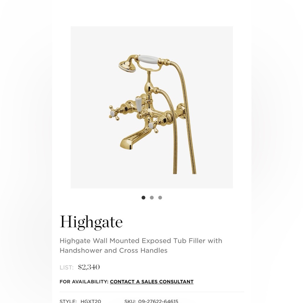 Waterworks Highgate wall Mounted Tub Filler/faucet